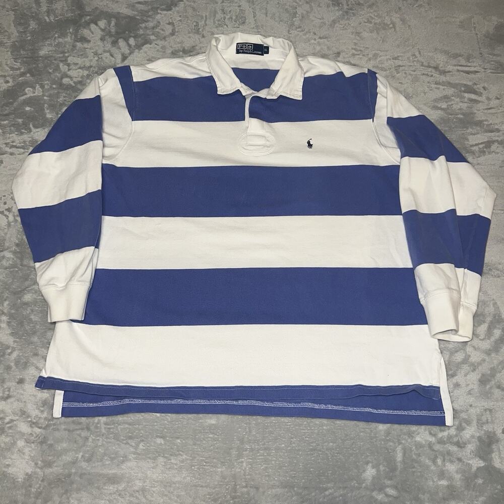 Polo Ralph Lauren Block Stripe Rugby Long Sleeve Small Logo Size XL